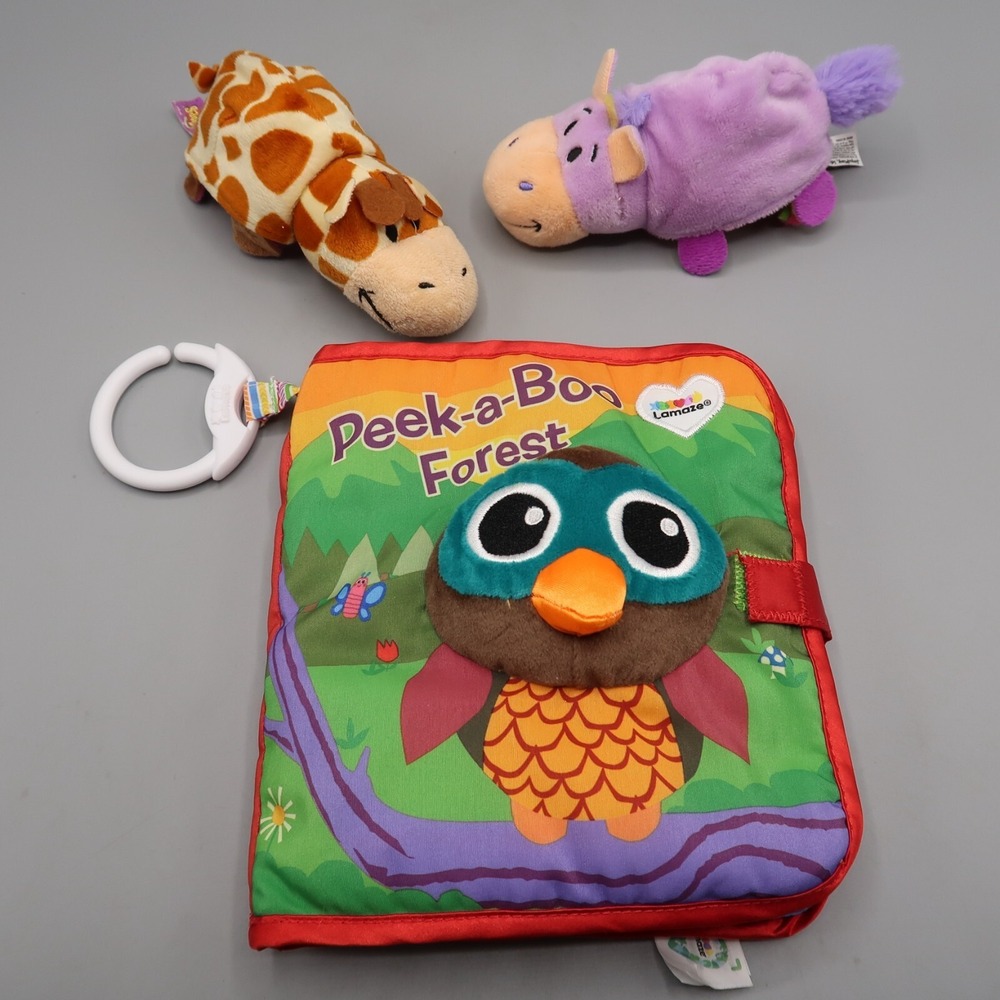 Lamaze Peek-A-Boo Forest Clip On Baby Teething Crinkle Soft Book & 2 Flipazoo‎